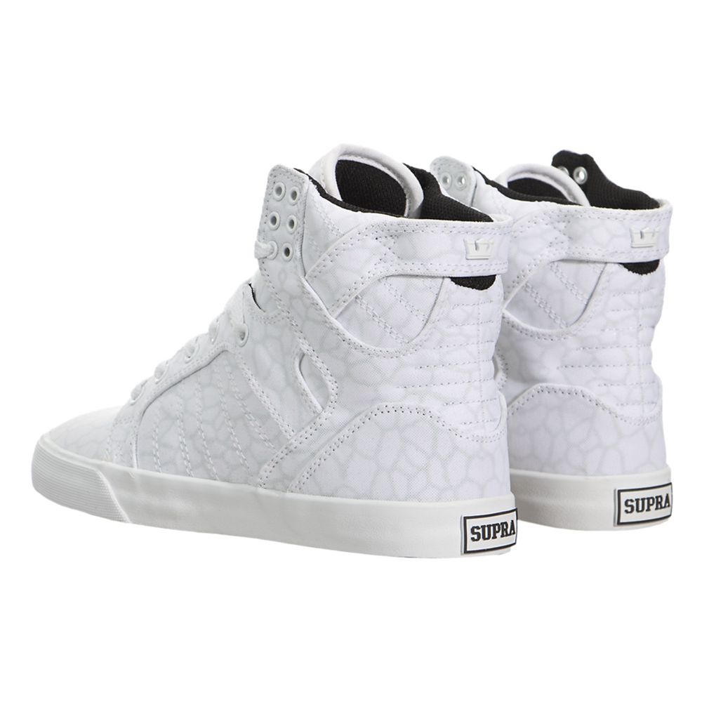 Baskets Montantes Supra SkyTop Blanche White/Cheetah-White Femme | WPZ-21673659